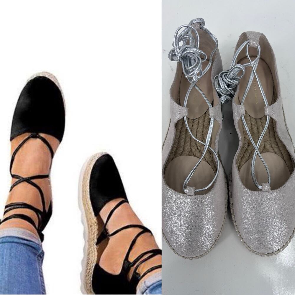 New Pelle Moda Flat Tie Espadrille Rosegold